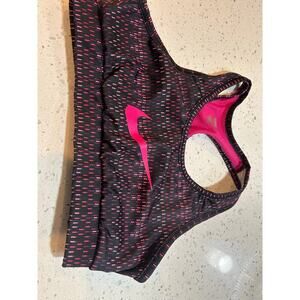 Nike Pink and Black Sports Bra - Women's Size Large